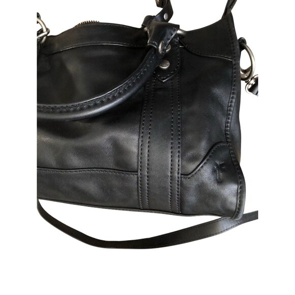 FRYE Black Melissa Zip Satchel Leather Hand Bag Purse W/ Crossbody Strap Dustbag - Picture 7 of 16